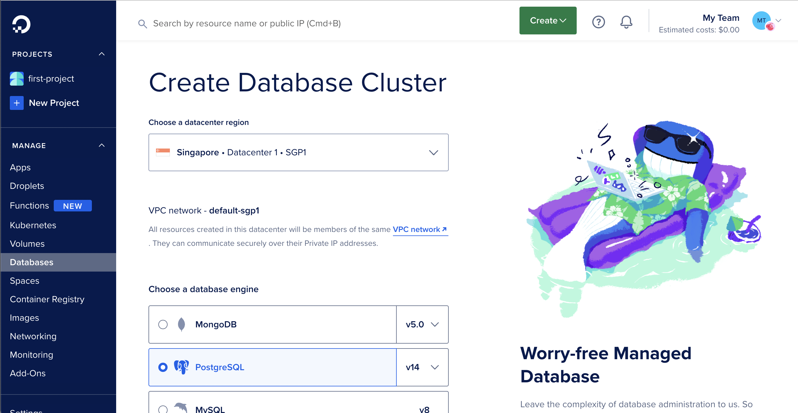 DigitalOcean - Create Database