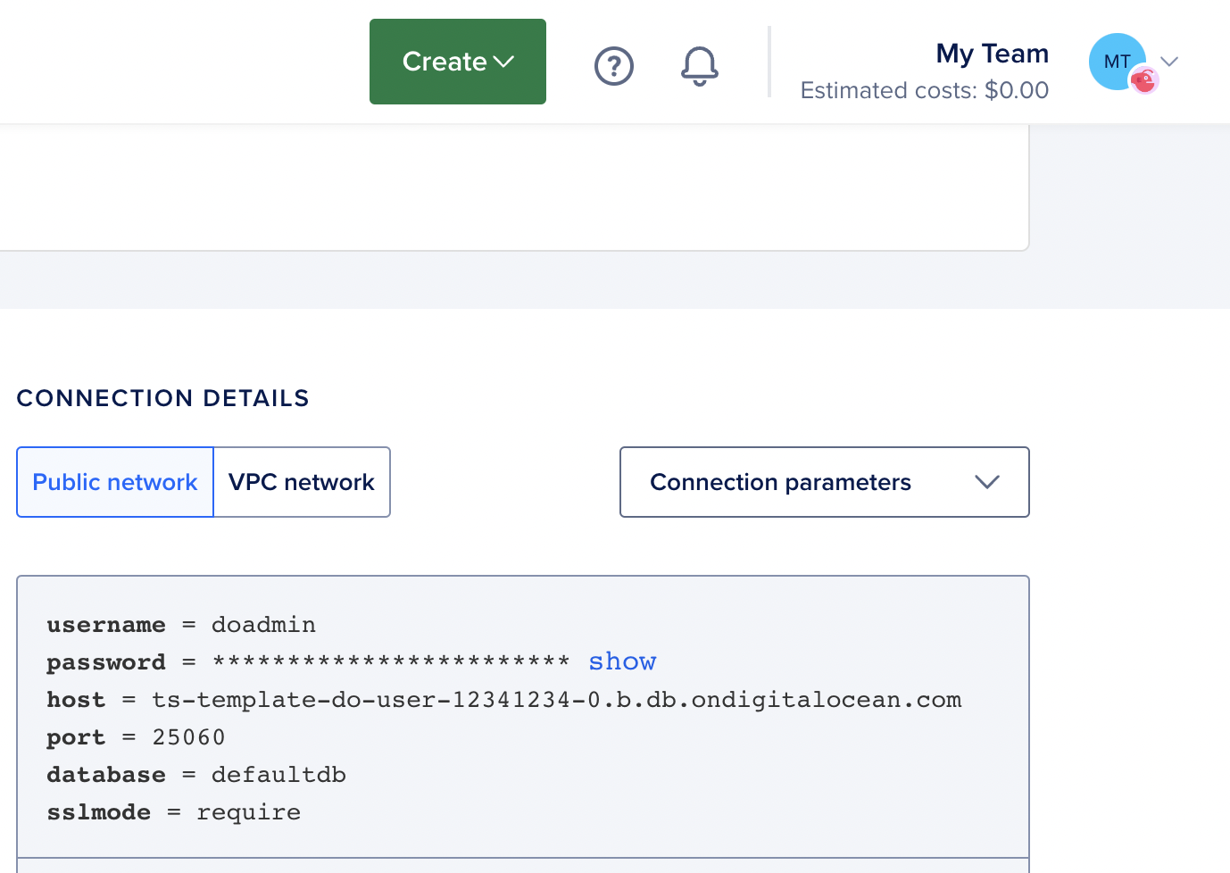 DigitalOcean - Database Params