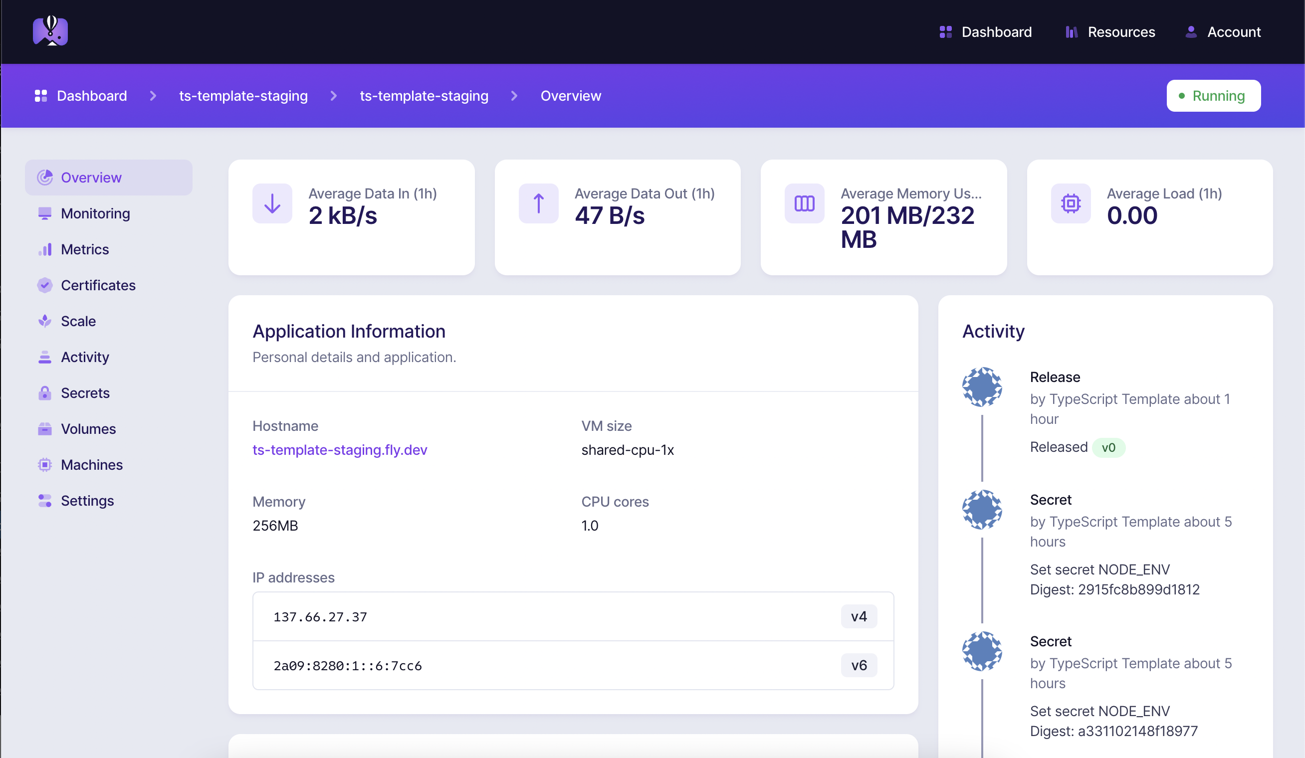 Fly.io - App Dashboard